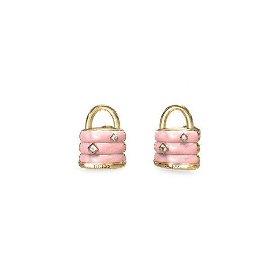 Guess JUBE05414JWYGRST/U minđuše My Secret Light Pink Emajl Gold Tone Gold Plated Stainless Steel Bestseller 16mm