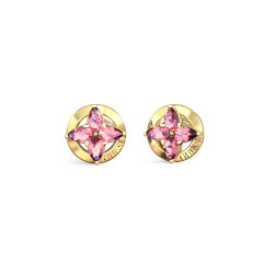 Guess JUBE06040JWYGPKT/U mindjuše Secret Garden Collection Gold Tone Pink Flower 9mm
