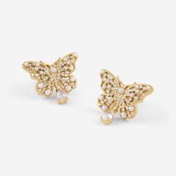 Guess JUBE06117JWYGT/U minđuše Borboleta Butterfly Pearl Gold Tone Plated Stainless Steel 25mm