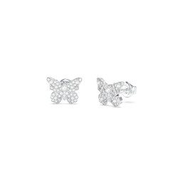 Guess JUBE06127JWRHT/U minđuše Borboleta Butterfly Pearl Silver Tone Plated Stainless Steel 14mm Minimal