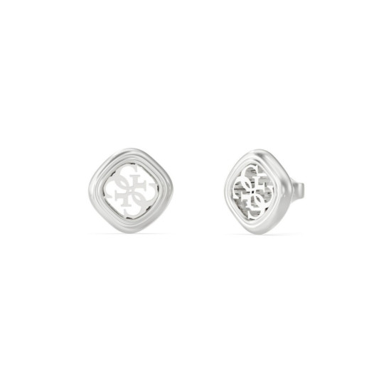 Guess JUBE06152JWRHT/U minđuše 4G Logo Silver Tone Plated Stainless Steel 9mm Minimal