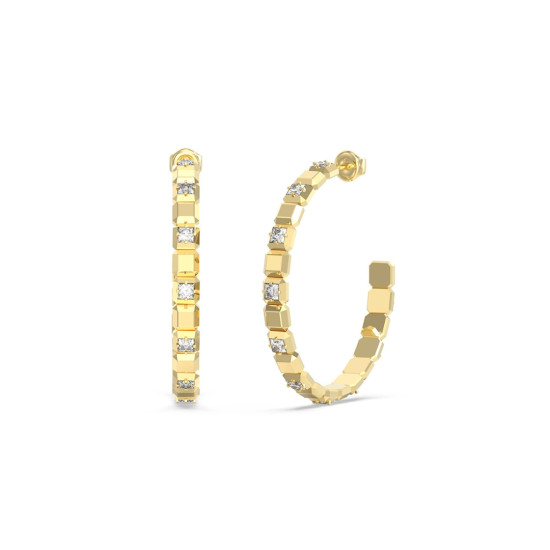 Guess JUBE06172JWYGT/U minđuše alke Ace Of Diamonds Gold Tone Plated Stainless Steel 50mm Glam Vibe