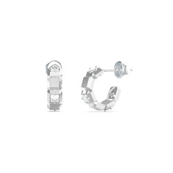 Guess JUBE06183JWRHT/U minđuše alke Ace Of Diamonds Polished Silver Tone Stainless Steel Swarovski Crystal 15mm