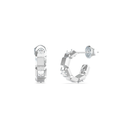 Guess JUBE06183JWRHT/U minđuše alke Ace Of Diamonds Polished Silver Tone Stainless Steel Swarovski Crystal 15mm