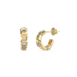 Guess JUBE06183JWYGT/U minđuše alke Ace Of Diamonds Polished Gold Tone Stainless Steel Swarovski Crystal 15mm