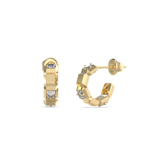 Guess JUBE06183JWYGT/U minđuše alke Ace Of Diamonds Polished Gold Tone Stainless Steel Swarovski Crystal 15mm
