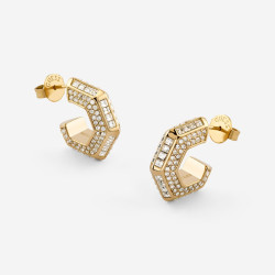 Guess JUBE06188JWYGT/U minđuše alke Lioness Queen Gold Tone Stainless Steel Swarovski Crystal 20mm