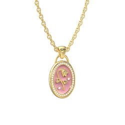 Guess JUBN06068JWYGPKT/U ogrlica medaljon Love Bites Oval Roze Email Floral Vintage Gold Tone