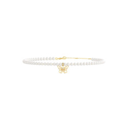 Guess JUBN06122JWYGT/U ogrlica Borboleta Choker Butterfly Pearl Gold Tone Plated Stainless Steel Glam Mood