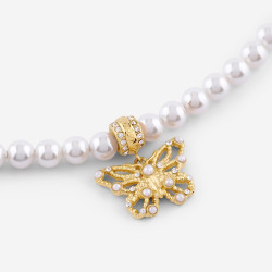 Guess JUBN06122JWYGT/U ogrlica Borboleta Choker Butterfly Pearl Gold Tone Plated Stainless Steel Glam Mood