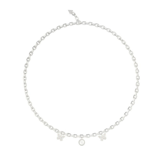 Guess JUBN06129JWRHT/U ogrlica Borboleta Butterfly Charms • Pearl & Crystal Silver Tone Plated Stainless Steel