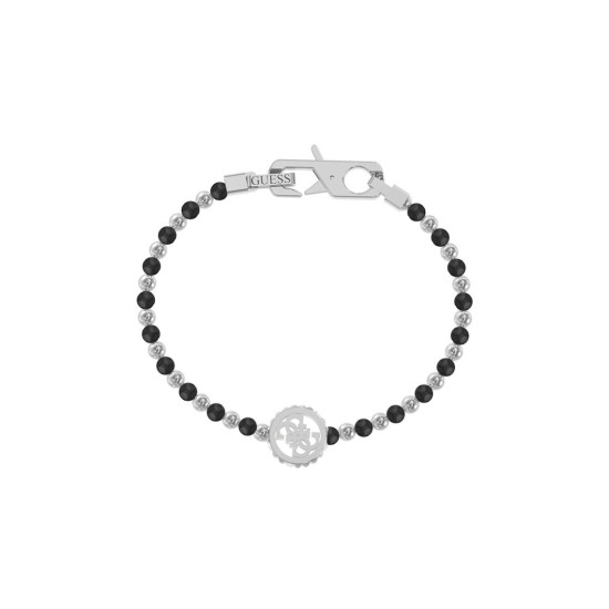 Guess JUMB03037JWSTBKS muška narukvica Log-In Black Onyx Silver Stainless Steel