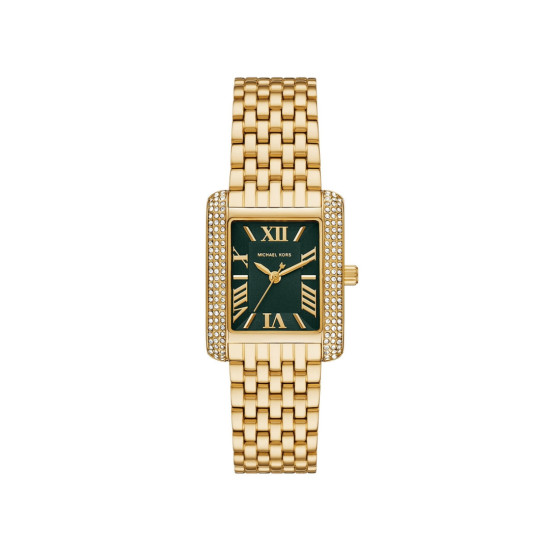 Michael Kors MK4742 ženski sat Petite Emery Pavé Gold Tone Deep Green Dial Pravougaono kućište Roman Numeral