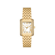 Michael Kors MK4826 ženski sat Petite Emery Pavé Gold Tone White Dial Pravougaono kućište Roman Numerals 27mm