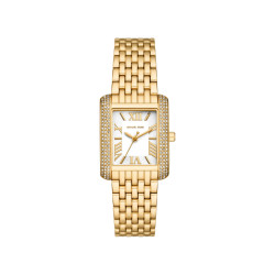Michael Kors MK4826 ženski sat Petite Emery Pavé Gold Tone White Dial Pravougaono kućište Roman Numerals 27mm