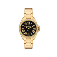 Michael Kors MK4852 ženski sat Kaycie Pavé Gold Tone Roman Numeral Black Dial 39mm