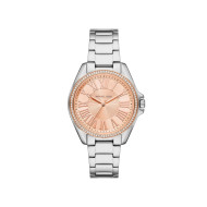 Michael Kors MK4854 ženski sat Kaycie Pavé Silver Tone Roman Numeral Peach Dial 39mm