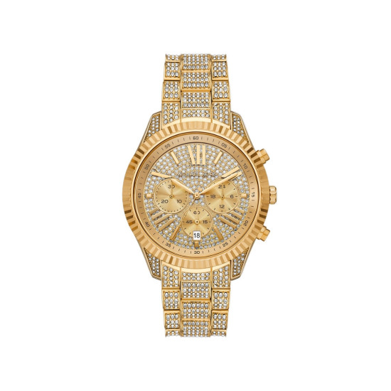 Michael Kors MK4971 Oversized Lexington Pavé Gold Tone Watch 42mm Sparkle and Shine Edition