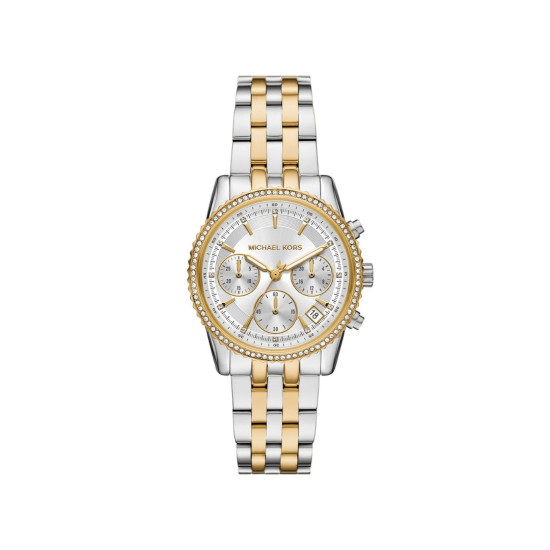 Michael Kors MK7532 ženski sat Mini Bryant Pavé Two-Tone Silver Gold Chronograph Edition 35mm