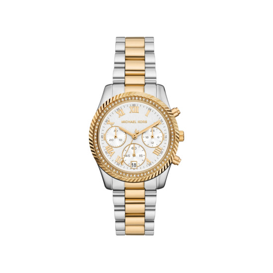 Michael Kors MK7674 ženski sat Lexington Chronograph Two Tone White Dial 36mm Classic Glamour