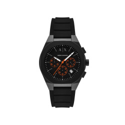 Armani Exchange AX4198 muški sat A|X Sync Chronograph Black Silicone Monochromatic Design Black Dial 42mm Orange Detail