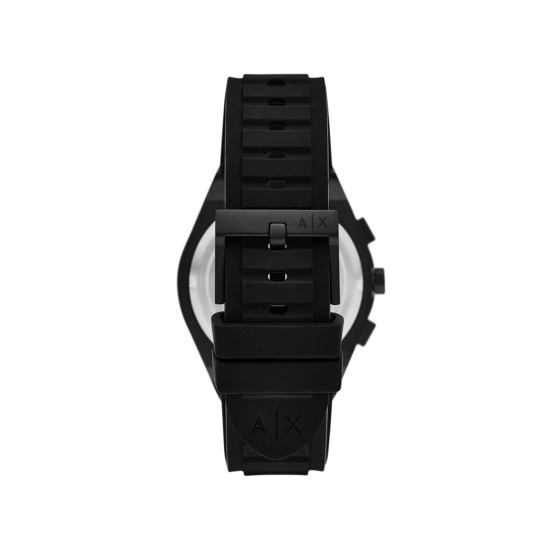 Armani Exchange AX4198 muški sat A|X Sync Chronograph Black Silicone Monochromatic Design Black Dial 42mm Orange Detail