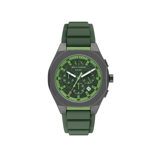 Armani Exchange AX4292 muški sat A|X Sync Chronograph Green Silicone Monochromatic Design Deep Green Dial 44mm
