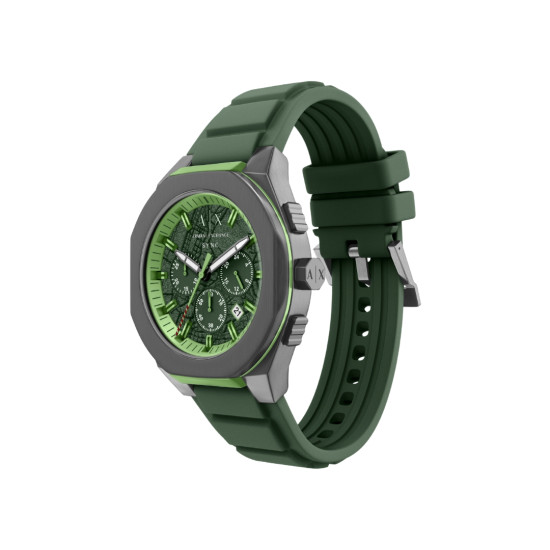 Armani Exchange AX4292 muški sat A|X Sync Chronograph Green Silicone Monochromatic Design Deep Green Dial 44mm