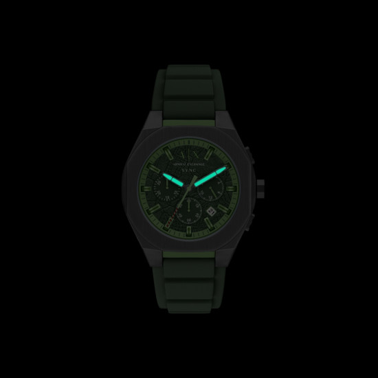 Armani Exchange AX4292 muški sat A|X Sync Chronograph Green Silicone Monochromatic Design Deep Green Dial 44mm