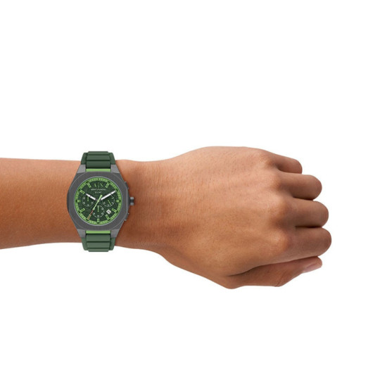 Armani Exchange AX4292 muški sat A|X Sync Chronograph Green Silicone Monochromatic Design Deep Green Dial 44mm