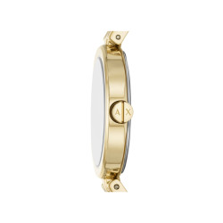 Armani Exchange A|X AX5833 ženski sat Ava Gold Tone Black kožni kaiš Sunray Champagne Dial 32mm - Ekstravagantan model
