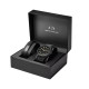 Armani Exchange AX7102SET muški sat A|X Nico Black Stainless Steel Gold Tone Detail Monochromatic Design Black Dial 44mm