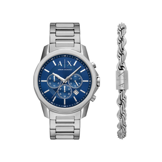 Armani Exchange AX7176SET muški sat A|X Chronograph Stainless Steel Sunray Marine Blue Dial 44mm