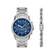 Armani Exchange AX7176SET muški sat A|X Chronograph Stainless Steel Sunray Marine Blue Dial 44mm