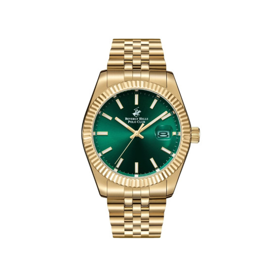 Beverly Hills Polo Club BP3018X.170 unisex Gold Tone Stainless Steel Sapphire Crystal Sunray Emerald Green Dial 41mm Bestseller
