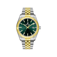 Beverly Hills Polo Club BP3018X.271 unisex Two Tone Silver Gold Stainless Steel Sapphire Crystal Sunray Emerald Green Dial 41mm