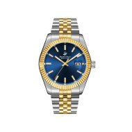 Beverly Hills Polo Club BP3018X.290 unisex Two Tone Silver Gold Stainless Steel Sapphire Crystal Sunray Marine Blue Dial 41mm