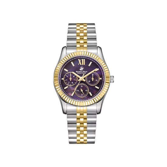 Beverly Hills Polo Club BP3169C.290 Ženski sat Multifunction Two Tone Stainless Steel Jubilee Bracelet Edition Sunray Purple Dial 34mm