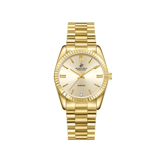 Beverly Hills Polo Club BP3172C.110 ženski sat Gold Tone Stainless Steel Diamond Sunray Champagne Dial Edition 35mm