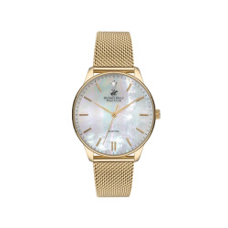 Beverly Hills Polo Club BP3231X.120 ženski sat Classic Gold Tone Mesh Band Stainless Steel Diamond Mother of Pearl Dial 34mm