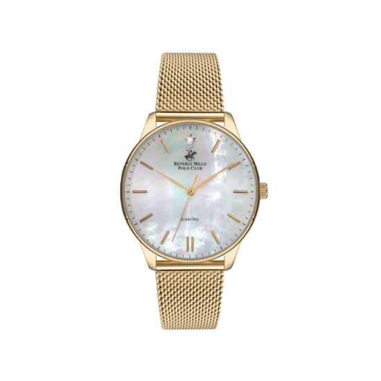 Beverly Hills Polo Club BP3231X.120 ženski sat Classic Gold Tone Mesh Band Stainless Steel Diamond Mother of Pearl Dial 34mm