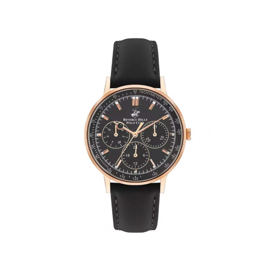 Beverly Hills Polo Club BP3391C.451 ženski sat Multifunction Rose Gold Sapphire Crystal kožni kaiš Black Dial 36mm