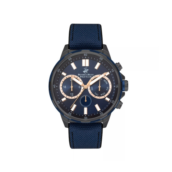 Beverly Hills Polo Club BP3402X.099 muški sat Navy Blue Multifunction Sport Rose Gold Detail 45mm