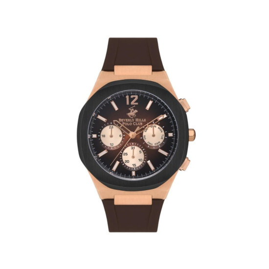 Beverly Hills Polo Club BP3539X.844 muški sat Sport Elegant Multifunkcionalni Rose Gold Brown Silicone 45mm