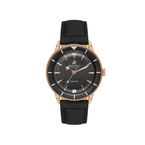 Beverly Hills Polo Club BP3580C.451 ženski sat Classic Rose Gold kožni kaiš Black Dial 35mm Diamond