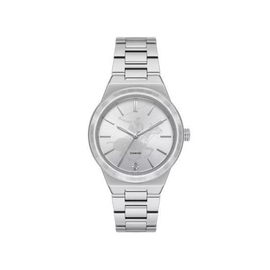 Beverly Hills Polo Club BP3584X.330 ženski sat Logo Silver Steel Sapphire Crystal White Sunray Dial 36mm Diamond
