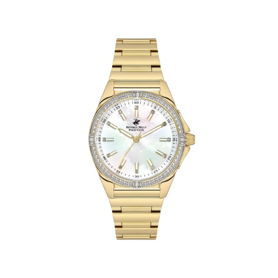 Beverly Hills Polo Club BP3587C.120 ženski sat Gold Elegance Crystal Mother of Pearl Dial 34mm