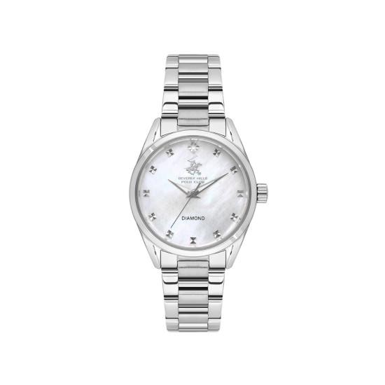 Beverly Hills Polo Club BP3601C.320 Ženski sat Classic Silver Tone Stainless Steel Diamond Mother of Pearl Dial 32mm