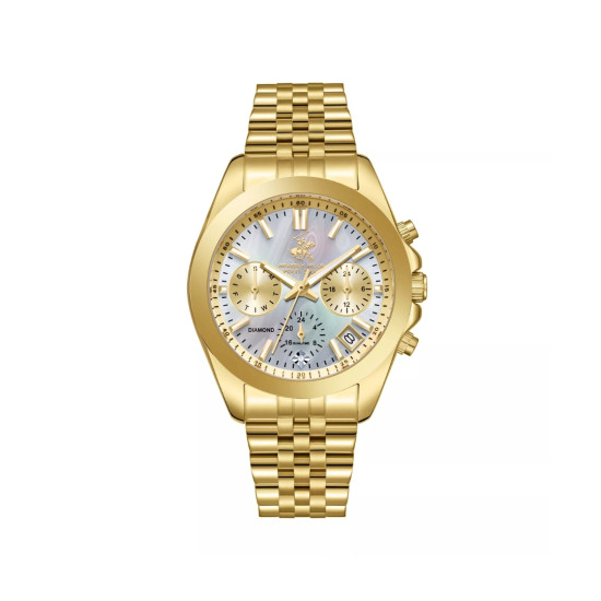 Beverly Hills Polo Club BP3656C.120 ženski sat Diamond Multifunction Gold Tone Luxury Mother of Pearl Dial 35mm