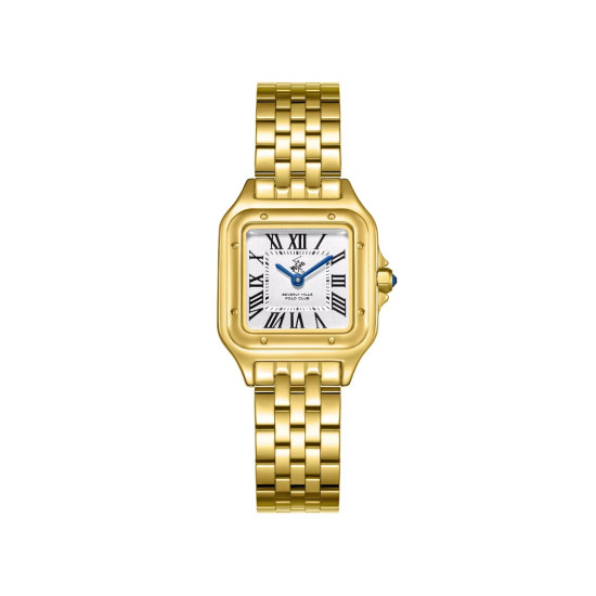 Beverly Hills Polo Club BP3755C.130 ženski sat Urban Heritage Gold Tone & Roman Numerals & White Dial 27mm - Santos Inspired Style